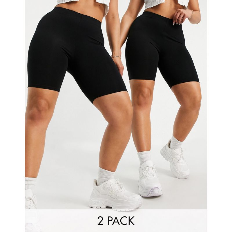 DESIGN Hourglass – 2-Pack kurze Basic-Leggings in Schwarz